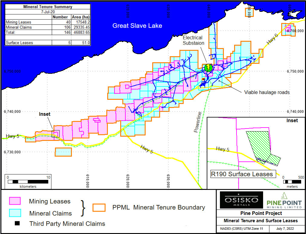 Overview of Pine Point Mine Osisko Metals
